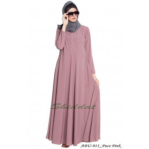 Umbrella cut abaya- Puce-Pink